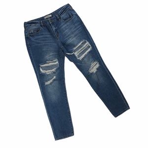 REFUGE Medium Wash Factory Distressed Denim SZ 6